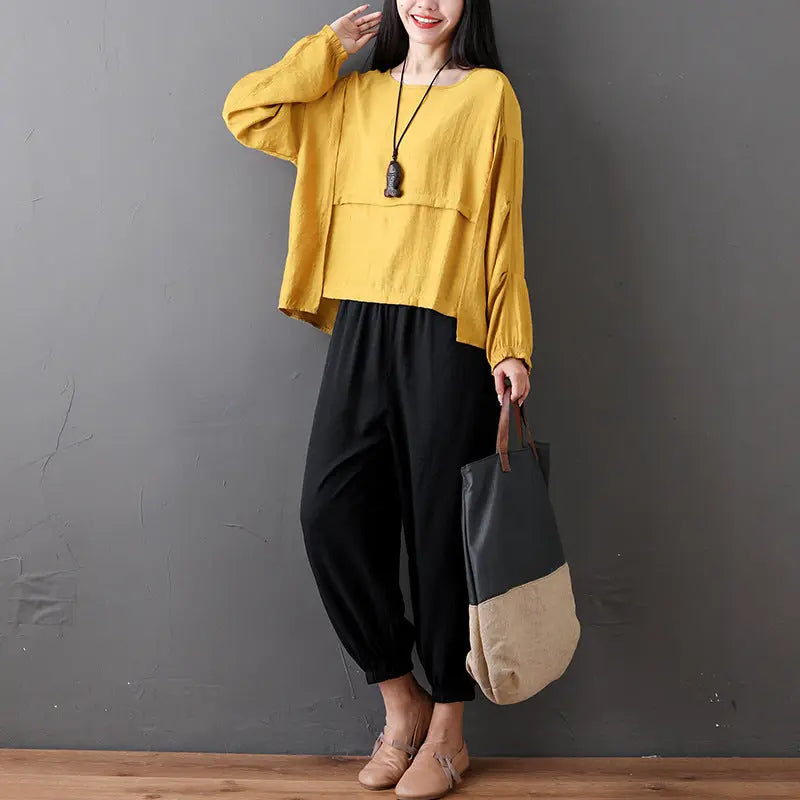 Fashion, Loose, Casual, Fat, Thin, Top, Wide-Legged, Two-Piece PantsÂ