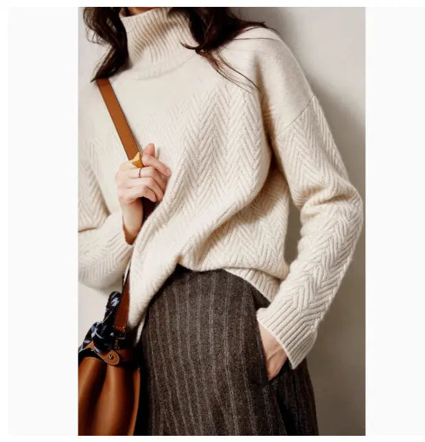 Women's Turtleneck Cashmere Sweater ThickenedÂ
