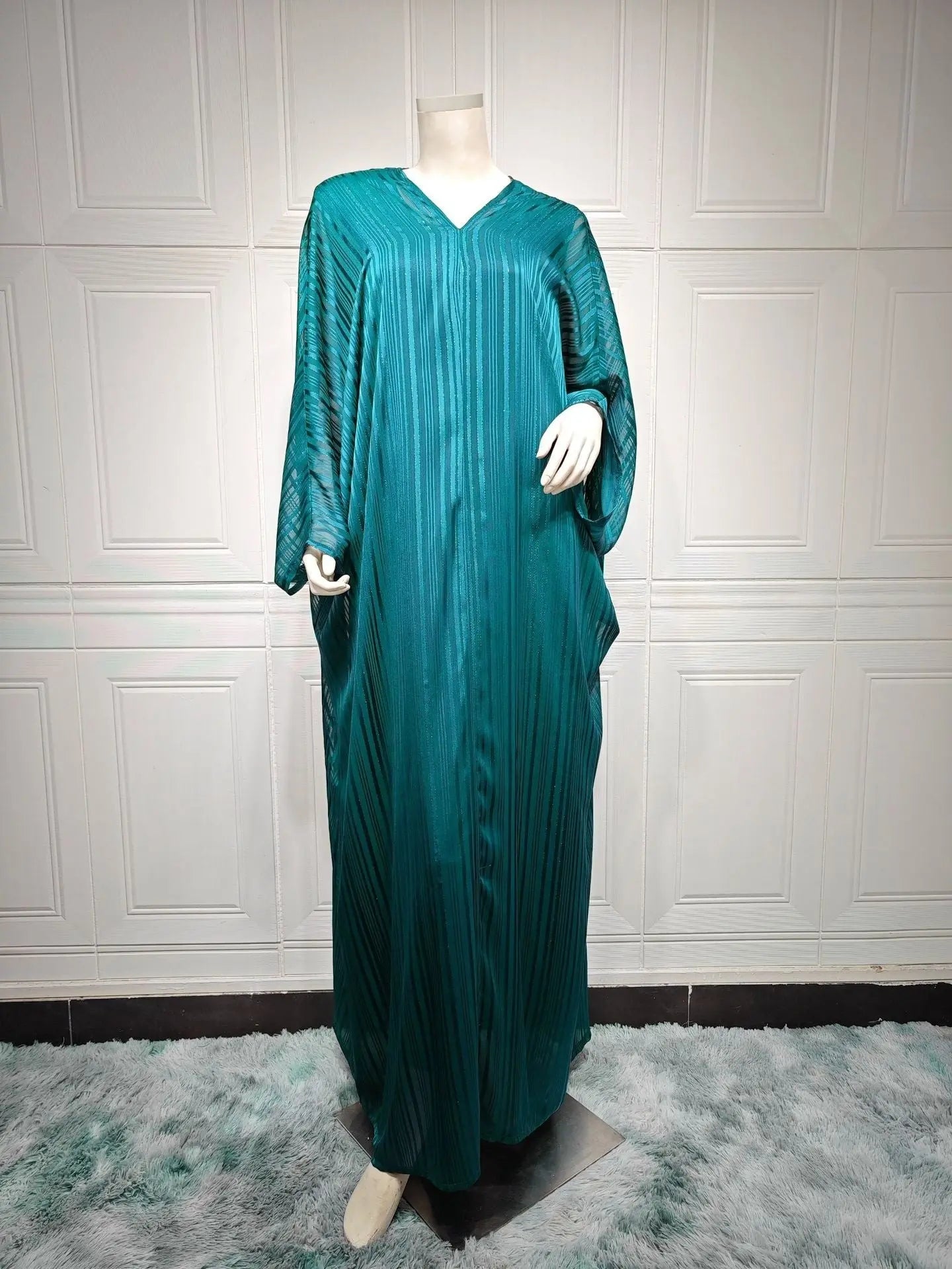 Muslim Abaya Fashion Dress Black Robe Shiny Figured Cloth Robe Two-piece SetÂ