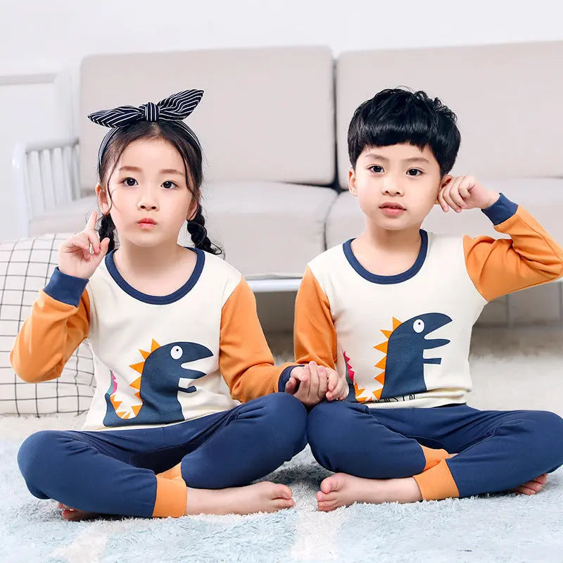 Children's Long Johns Top & Bottom Set Suit Pure Cotton Spring And Autumn Cotton Jersey Base Girls And BoysÂ