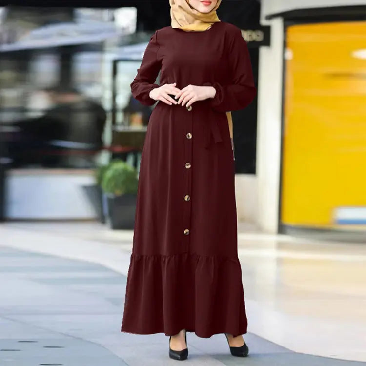 Women's Pullover Round Neck Muslim DressÂ