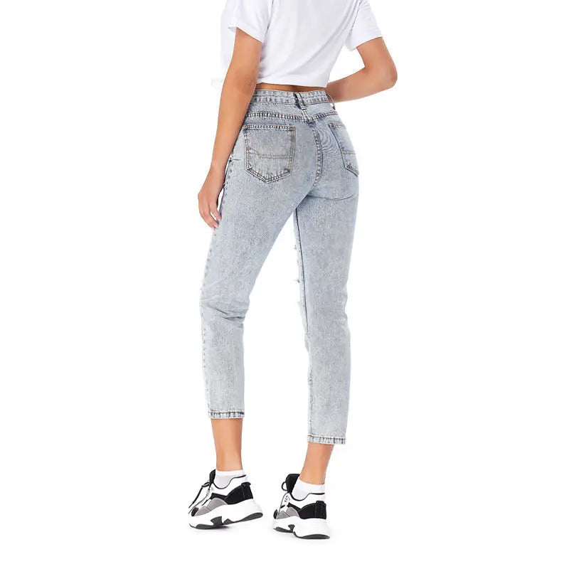 Jeans Women's Ripped Spring Casual Loose JeansÂ