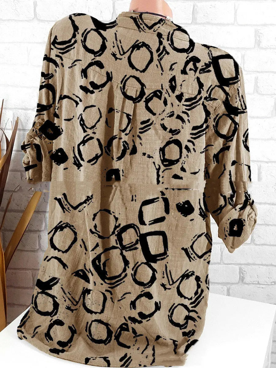 Printed Long Sleeve Fashionable Large Size ShirtÂ