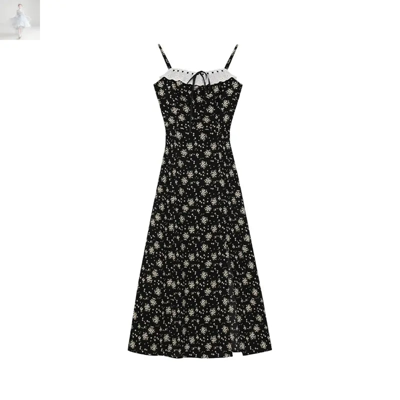 Black Floral Dress Summer French Slit Black Floral Dress Summer French Slit Black Floral Dress Summer French Slit Black Floral Dress Summer French Slit Zenzi Style