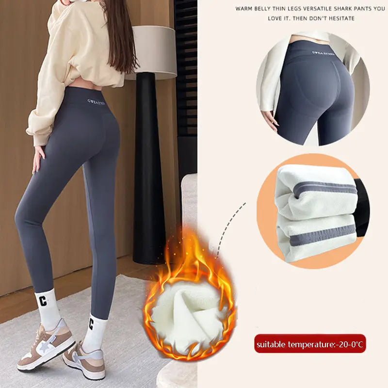 Fleece Thickened Leggings Winter -20 To 5 Shark Pants For Women High Waist Tight Skinny Tummy Control Buttocks Slimming Yoga PantsÂ