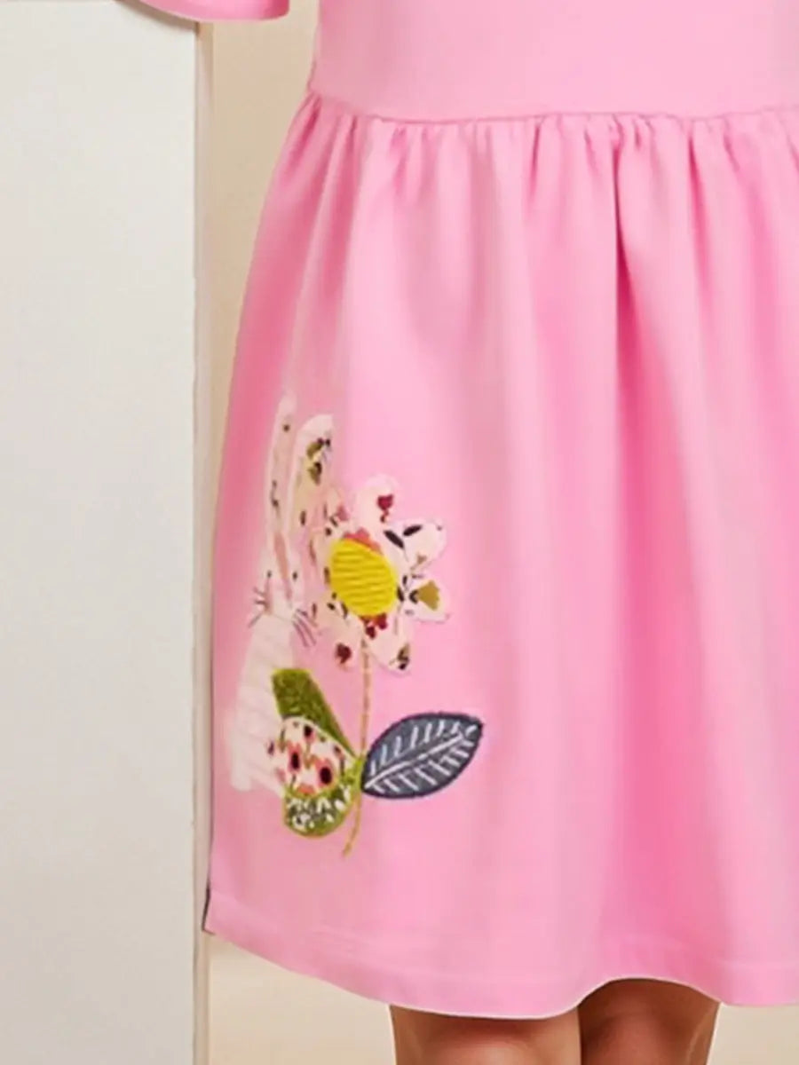 Summer Pink Dress for Girls, European and American Cute AnimalsÂ