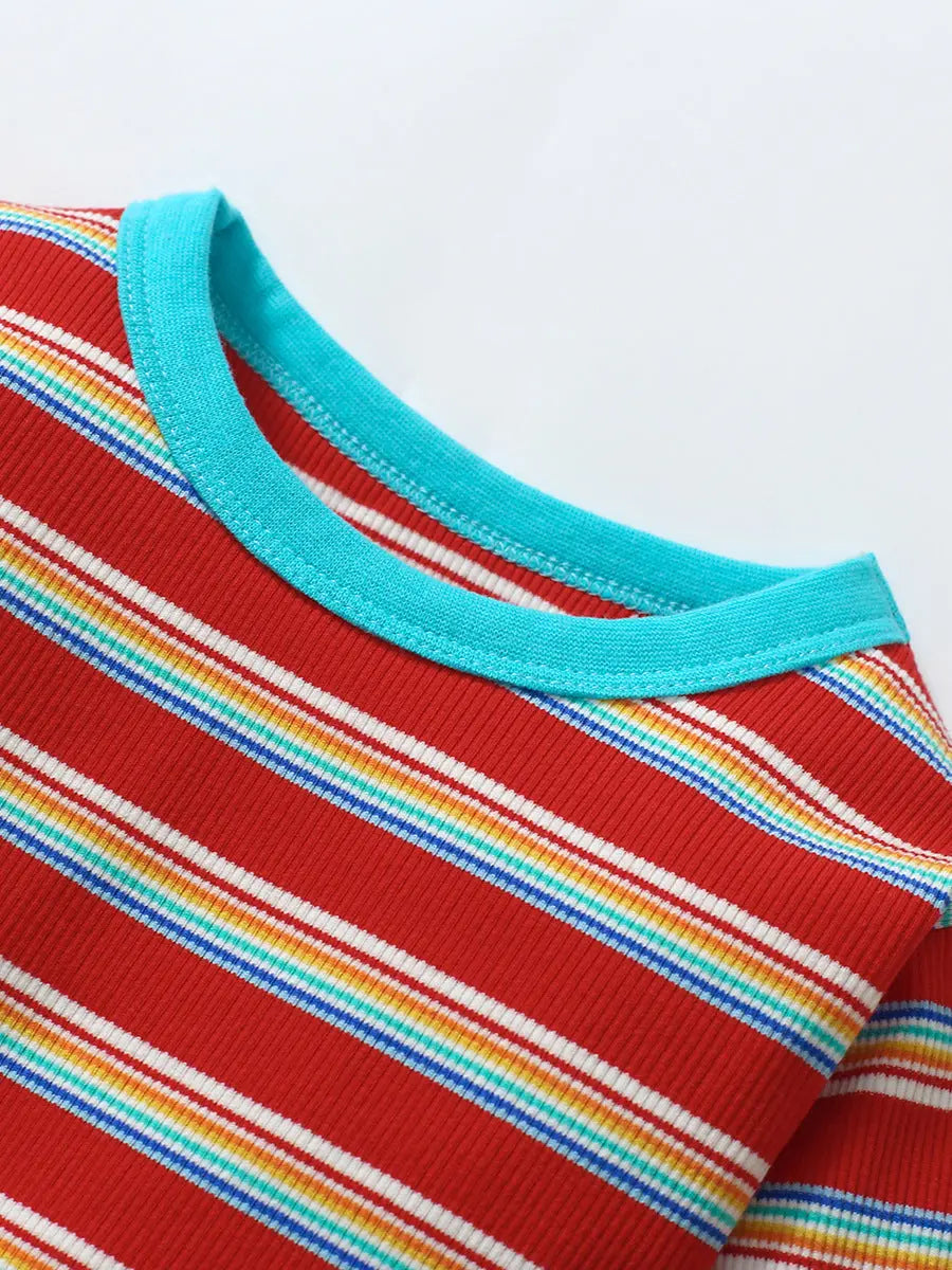 Arrival Summer Baby Girls Short Sleeves Simple Striped Top and ColorÂ