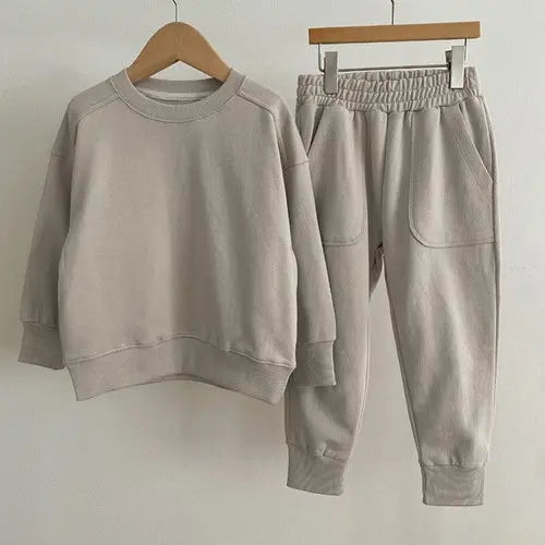 Autumn Baby Kids Unisex Casual Solid Color Long Sleeves Pullover andÂ
