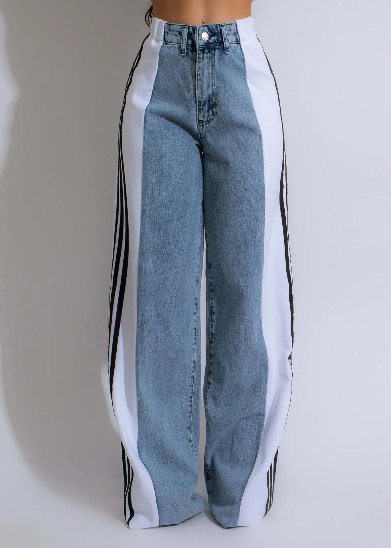 Fashion Casual High Waist Elastic Straight Leg Trousers 