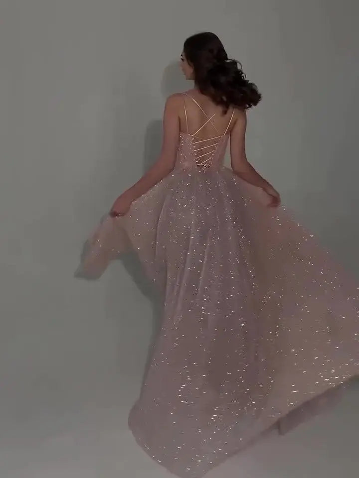 Sequined Backless Evening Dress 