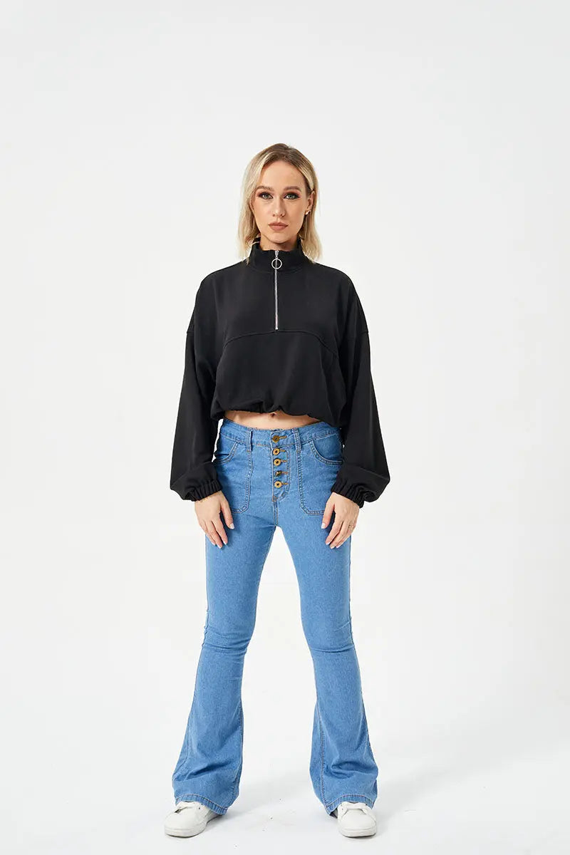 Women's Loose Casual Half Zipper Sweatshirt 