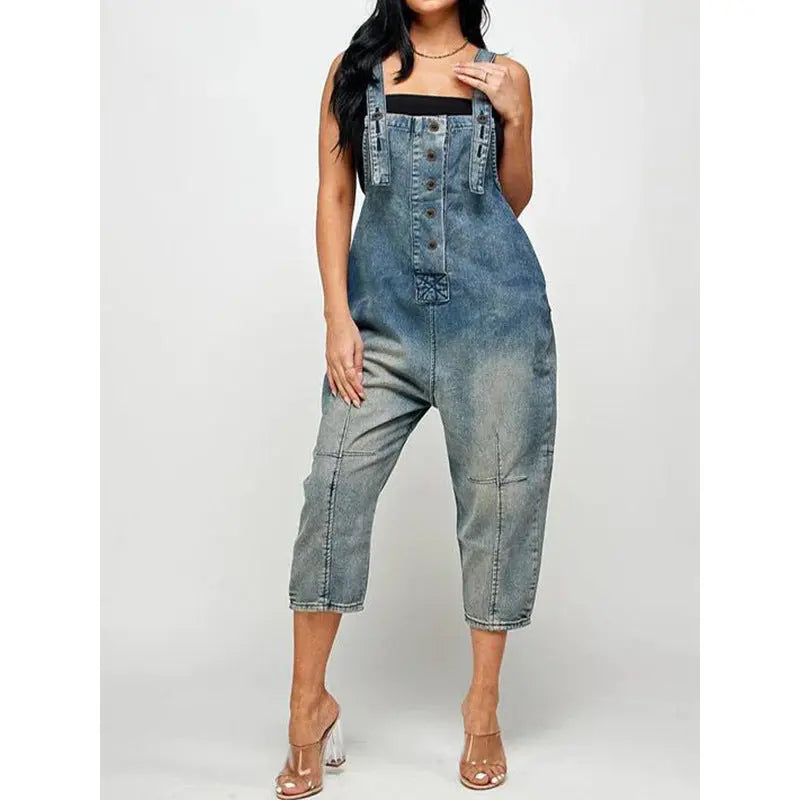Women's Clothing Fashion Casual Siamese Suspender Jeans Women 