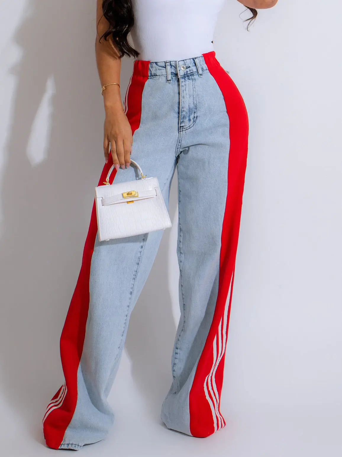 Fashion Casual High Waist Elastic Straight Leg Trousers 
