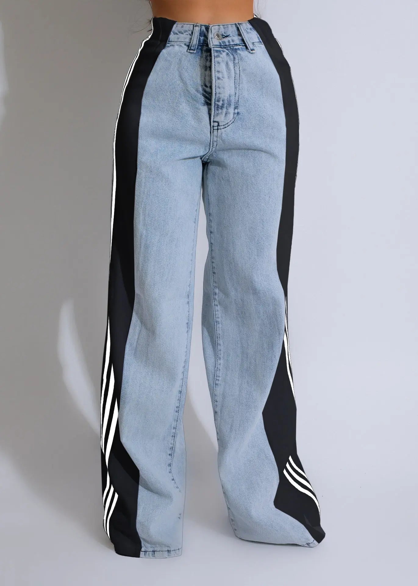 Fashion Casual High Waist Elastic Straight Leg Trousers 
