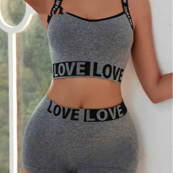 LOVE Letter Waist Head Camisole Women's Boyshorts 