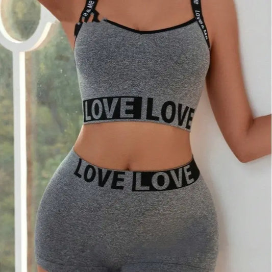 LOVE Letter Waist Head Camisole Women's Boyshorts 