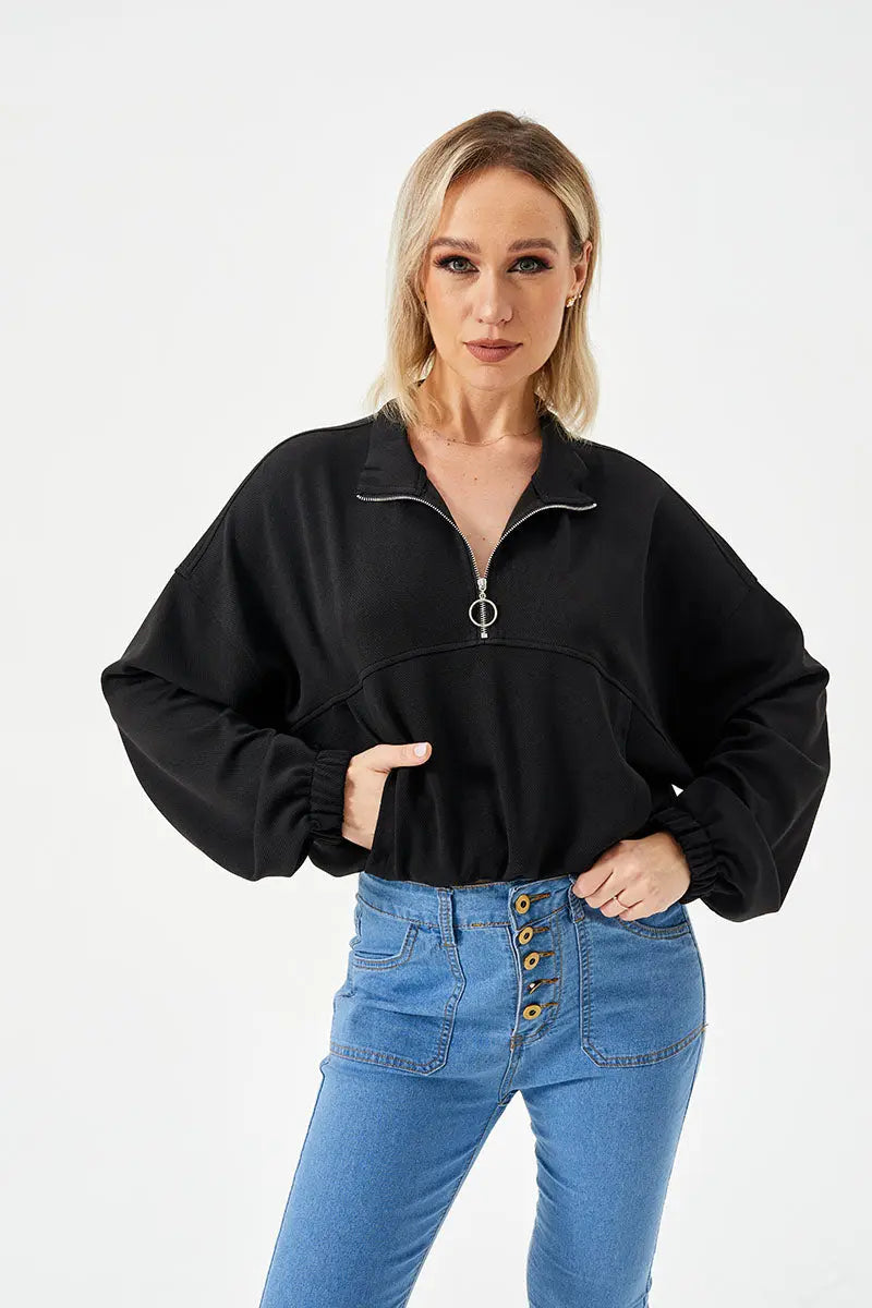 Women's Loose Casual Half Zipper Sweatshirt 