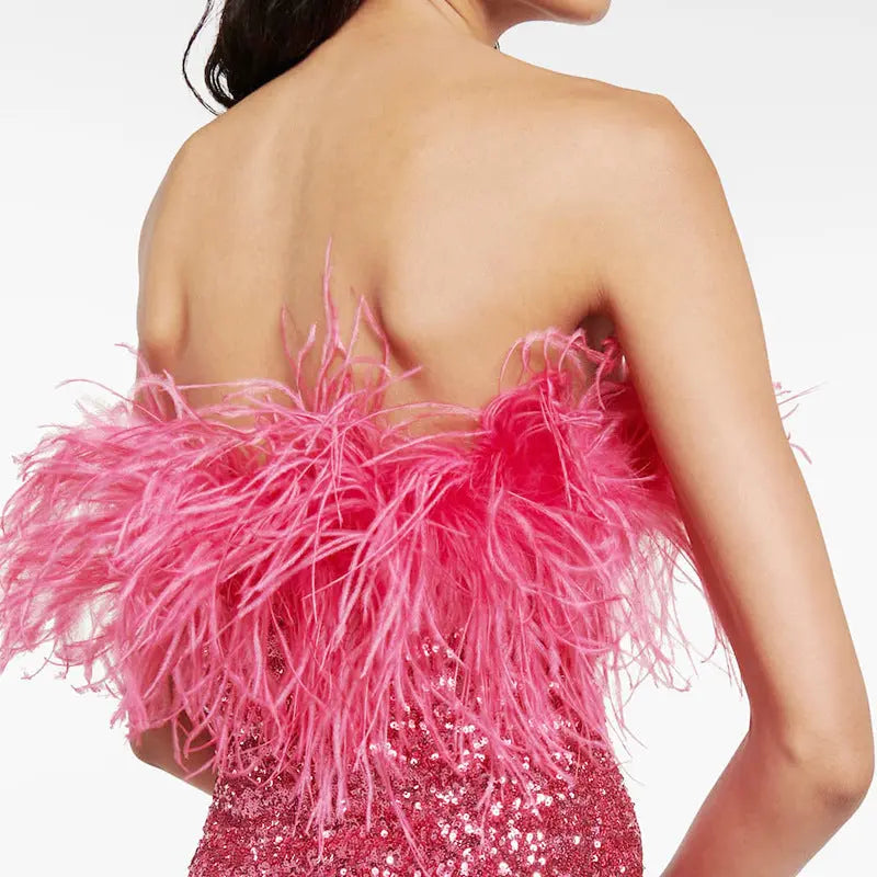 Fashion Rose Red Sequins Dress 