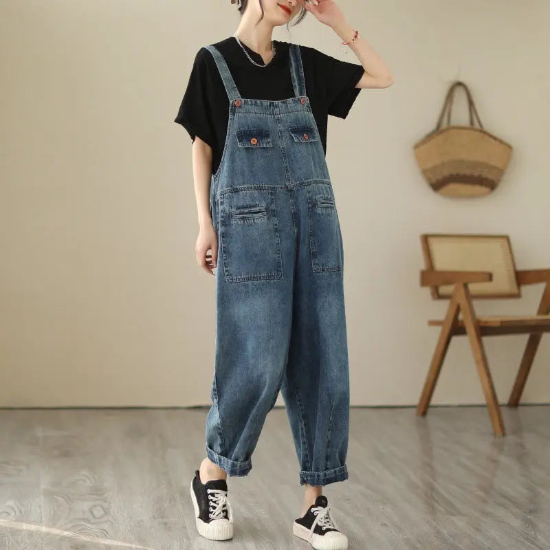 New Real Time Denim Casual Strap Pants For Women 