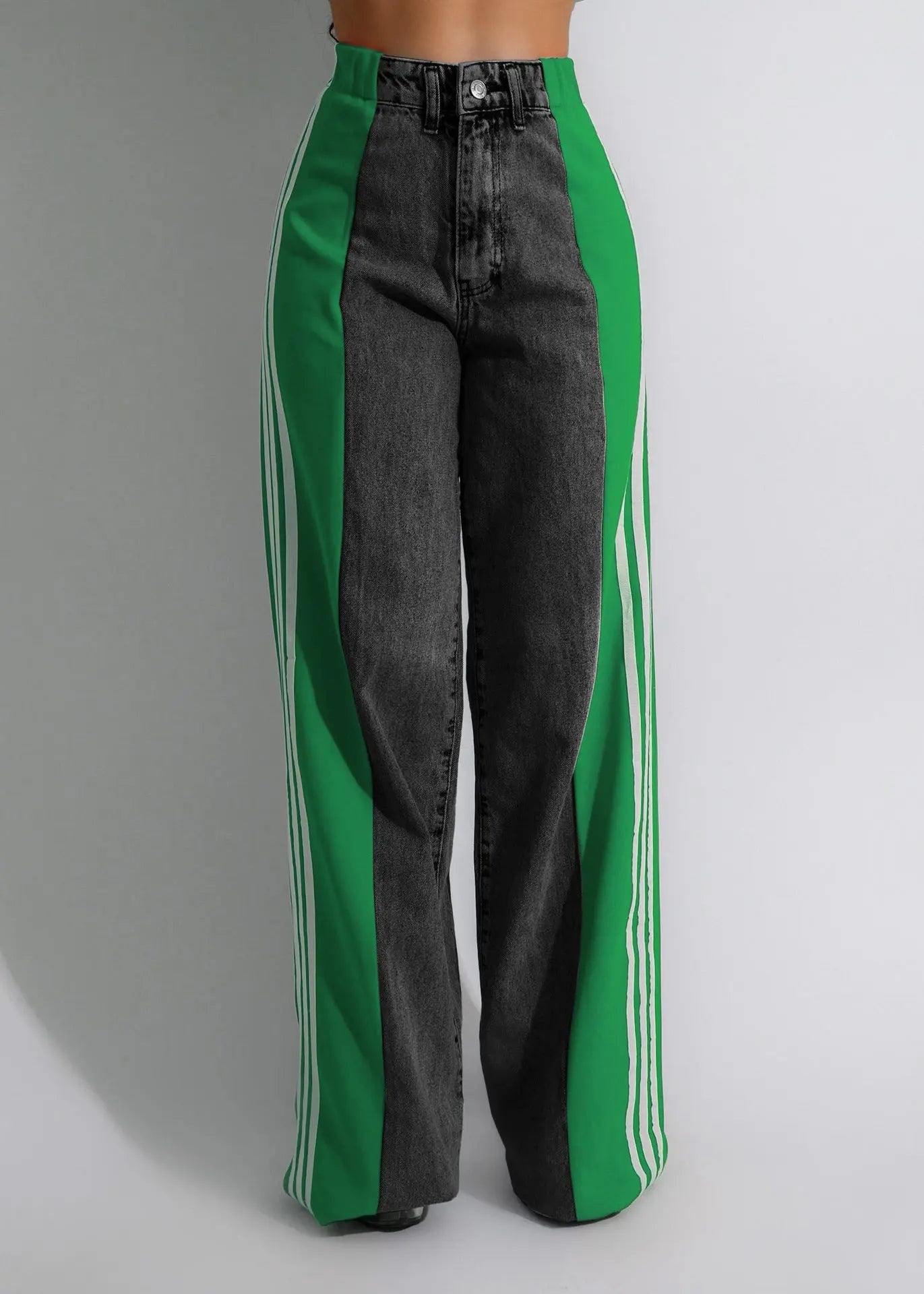 Fashion Casual High Waist Elastic Straight Leg Trousers 