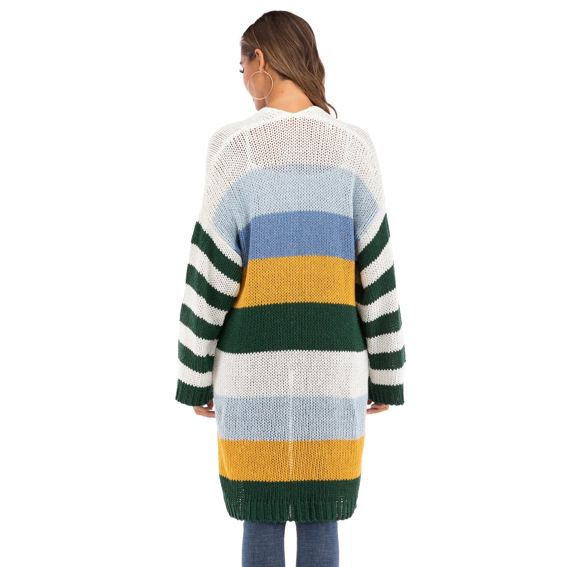 Women's Contrast Color Striped Cardigan Jacket 