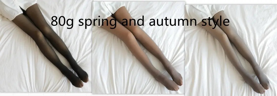 Fake Translucent Plus Size Leggings Fleece Lined Tights Fall 