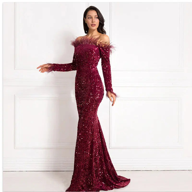 Off-the-shoulder Fishtail Party Formal Dress 