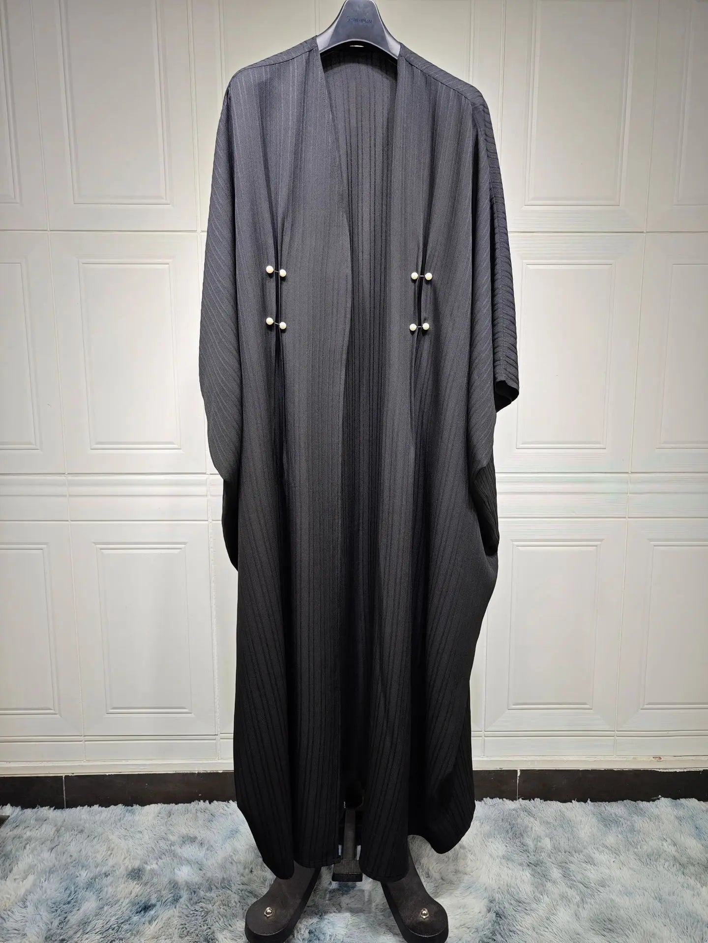 Muslim Women's Wear Modest Modern Fashion Turkish Striped Casual Plus Size Abaya Cardigan Robe 