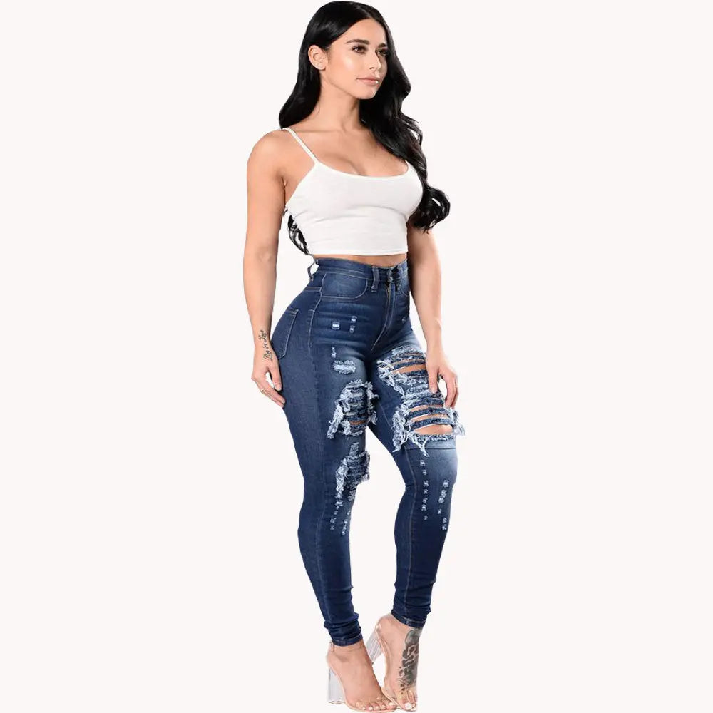 Women's ripped jeans pants 