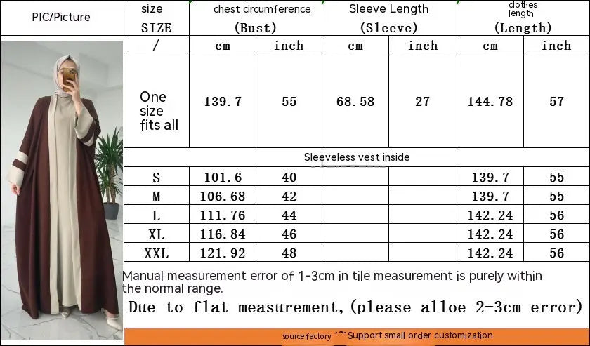 Women's Muslim Long Dress Abaya Two-piece Suit 