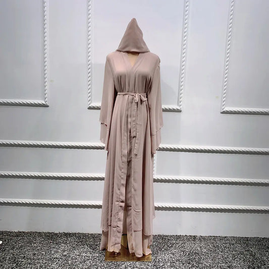 Solid Open Abaya Kimono Dubai Turkey Kaftan Muslim Cardigan 