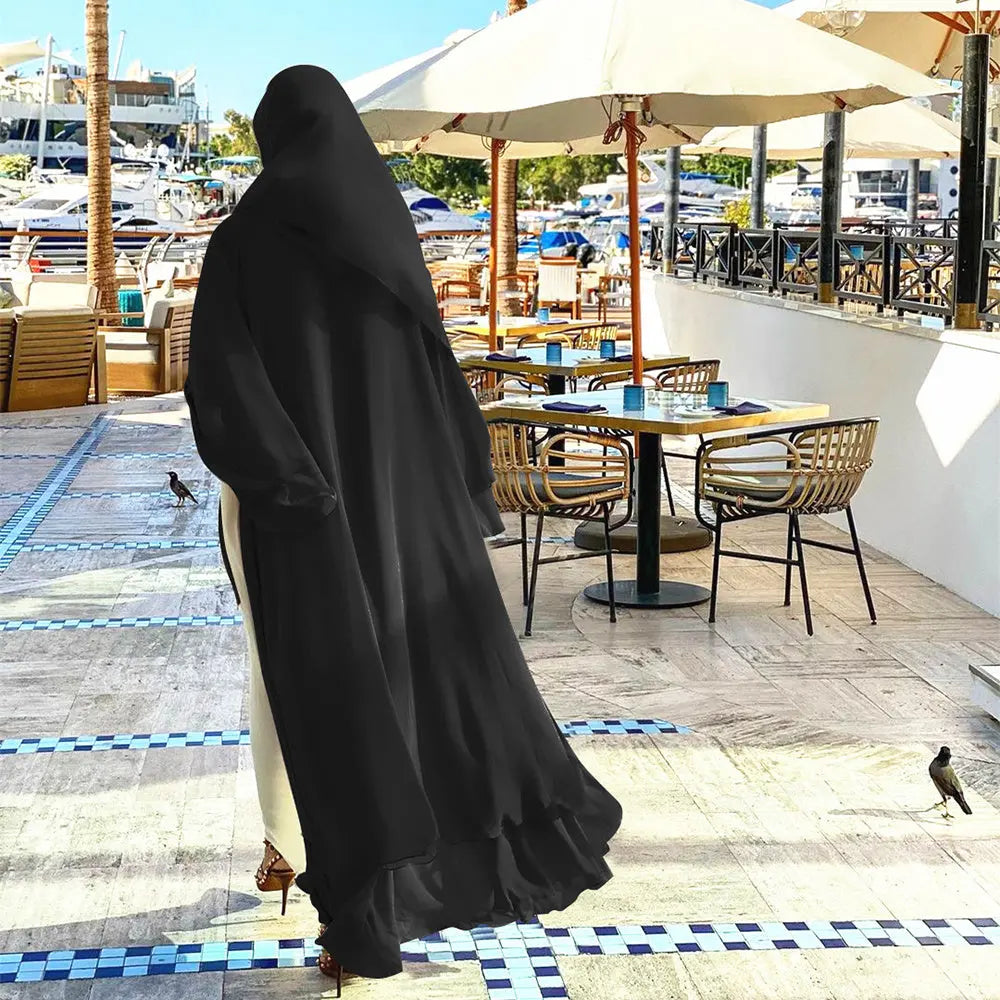 Solid Open Abaya Kimono Dubai Turkey Kaftan Muslim Cardigan 