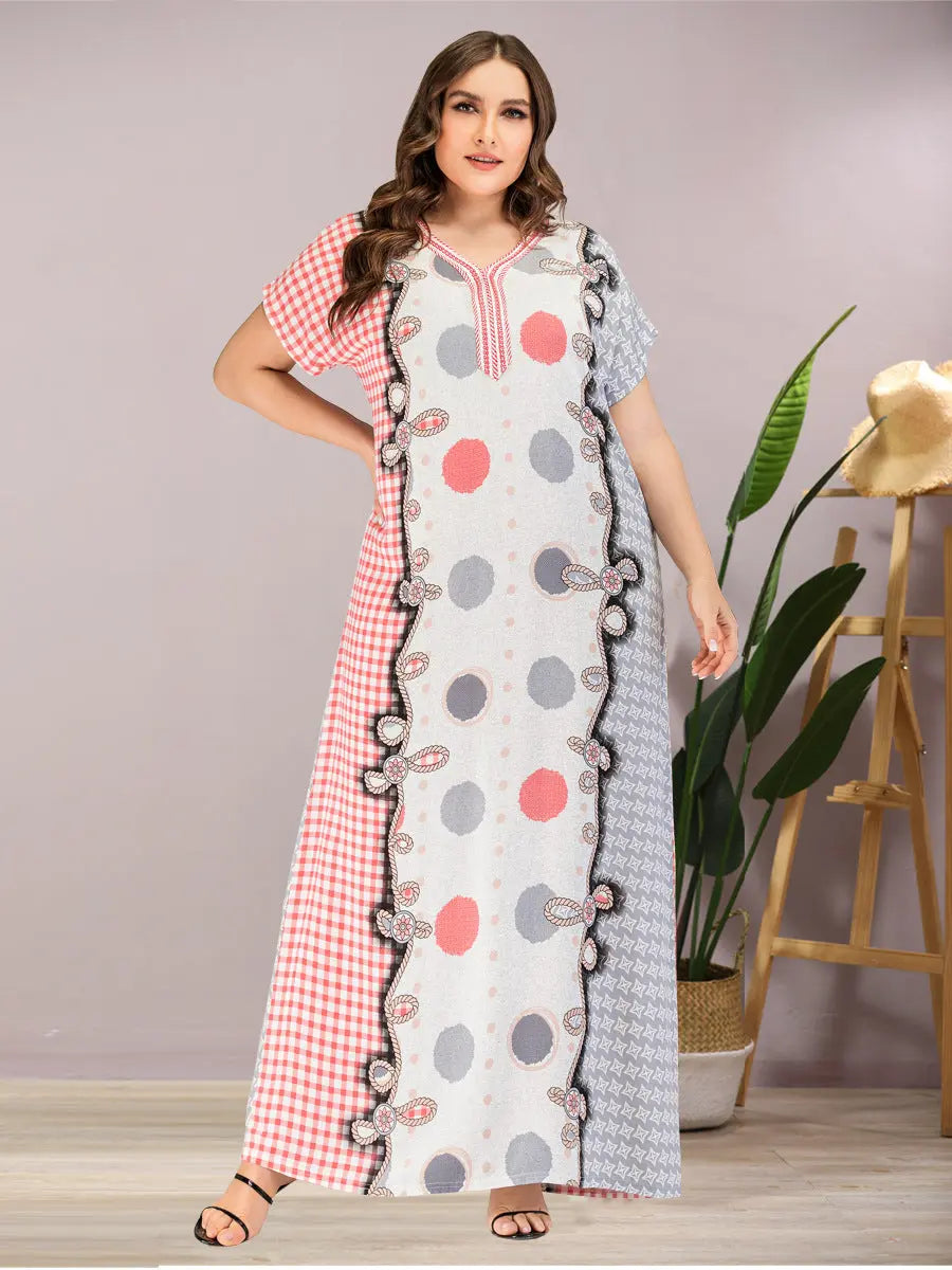 Abaya Summer Muslim Women Plus Size Long Dress 