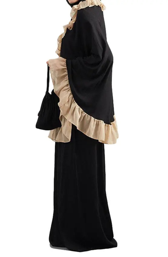 Muslim Kids Ramadan Girls Long Sleeve Dress Hijab Abaya Robe Arab Dubai Children Kaftan Headscarf Islamic Kids Robe Jilbab 