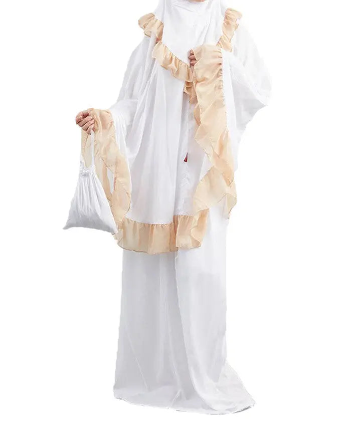 Muslim Kids Ramadan Girls Long Sleeve Dress Hijab Abaya Robe Arab Dubai Children Kaftan Headscarf Islamic Kids Robe Jilbab 