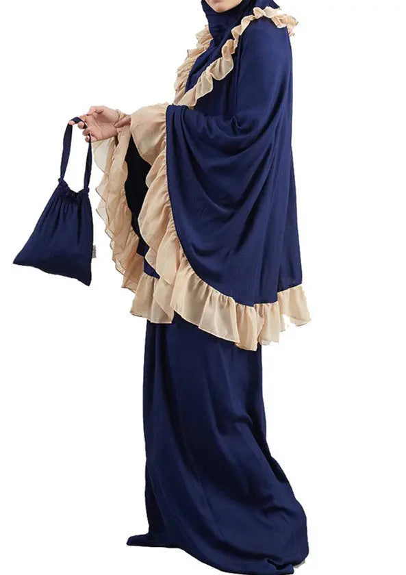Muslim Kids Ramadan Girls Long Sleeve Dress Hijab Abaya Robe Arab Dubai Children Kaftan Headscarf Islamic Kids Robe Jilbab 