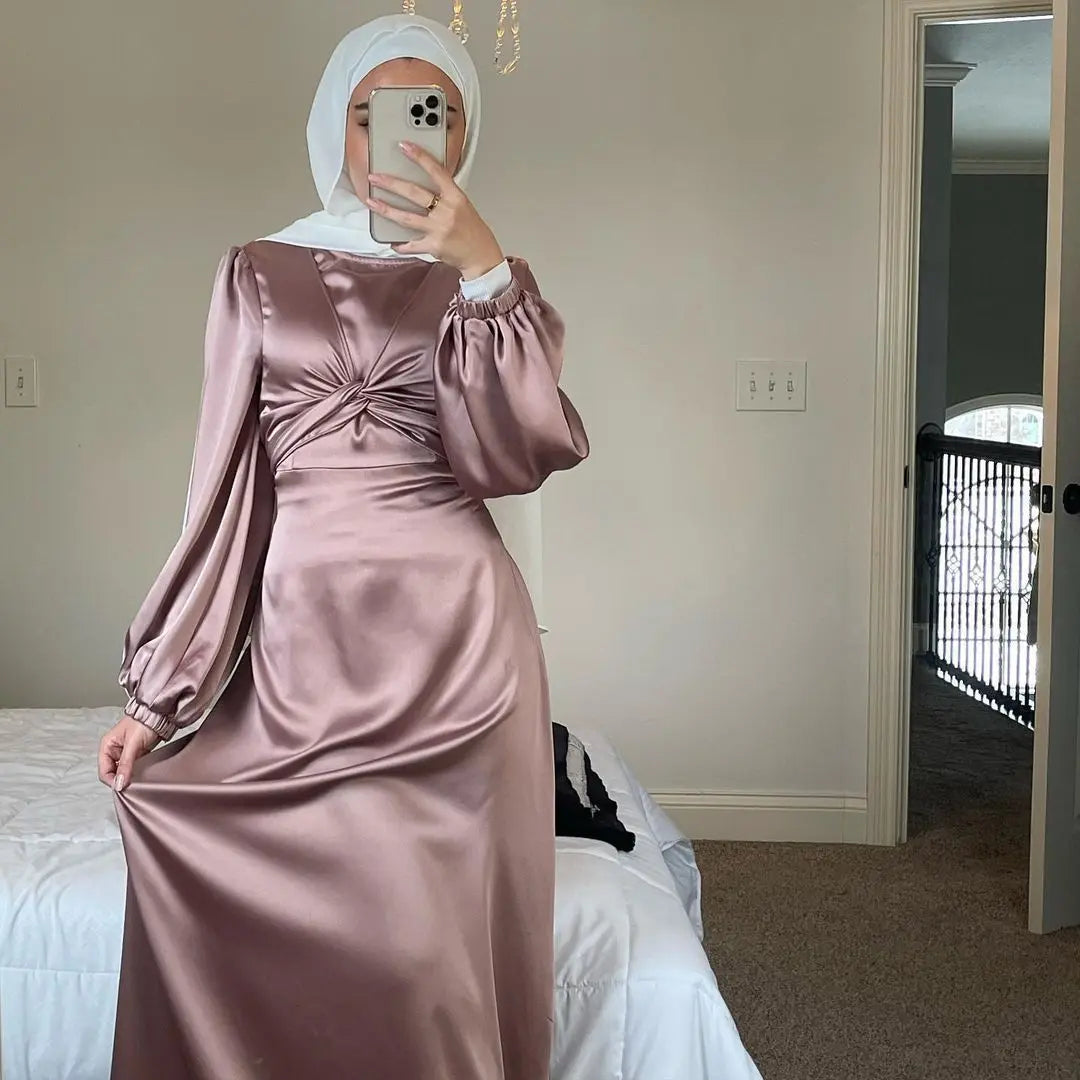 Ramadan Eid Mubarak Kaftan Dubai Abaya Turkey Muslim Women Hijab Satin Dress Islam Caftan Marocain Dresses Vestidos Robe Femme 