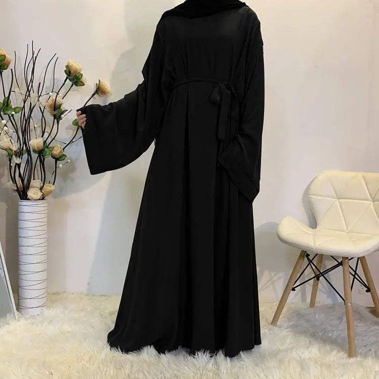 F889 Foreign Trade Cross-border Muslim Women's Long Skirt Abaya Dubai Middle East Jalabiya Pure Color Robe 