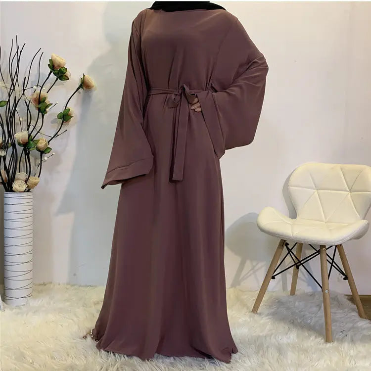F889 Foreign Trade Cross-border Muslim Women's Long Skirt Abaya Dubai Middle East Jalabiya Pure Color Robe 