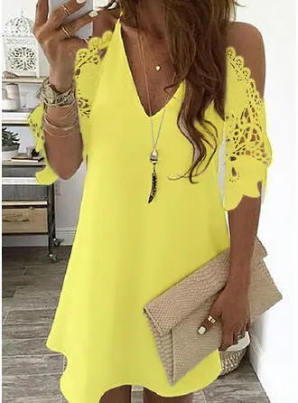 European and American Temperament Women's Suspender Type Sleeveless V-neck A-line Skirt 