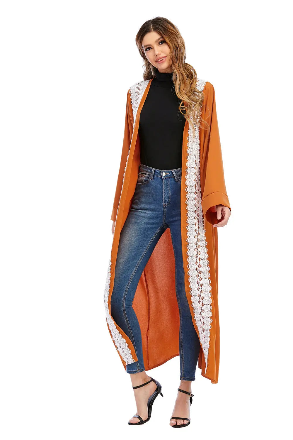 Muslim Abaya Cardigan Long Jacket Large Size Middle Eastern Robe Fashion Turkish Women 