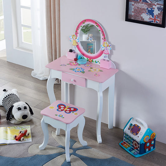 Wooden Makeup Dresser Furniture Girls Mirrored Dressing Table For Kids