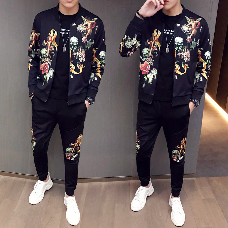 New Jacket Pants Men Tracksuit Moda Hombre Fashion Printing Men's Set Spring Men's Sports Suit 2 Piece Sets Plus Size 5XL