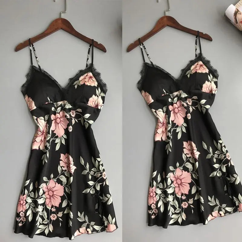 Robe Underwear women's night dress lace sleepwear Silk Satin 
