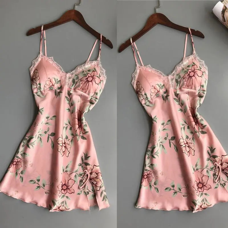 Robe Underwear women's night dress lace sleepwear Silk Satin 