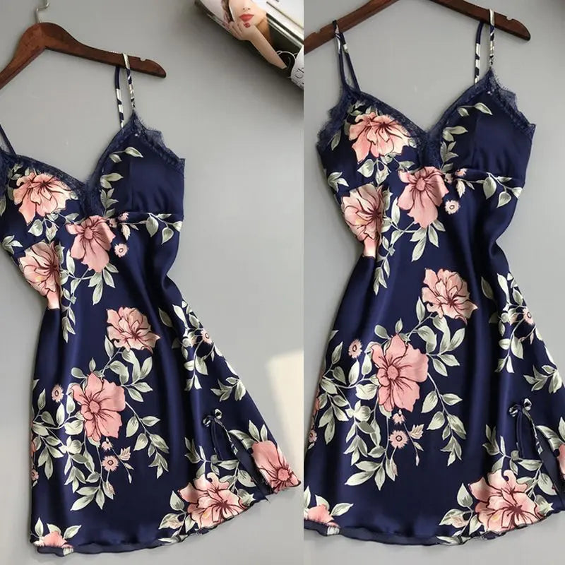 Robe Underwear women's night dress lace sleepwear Silk Satin 