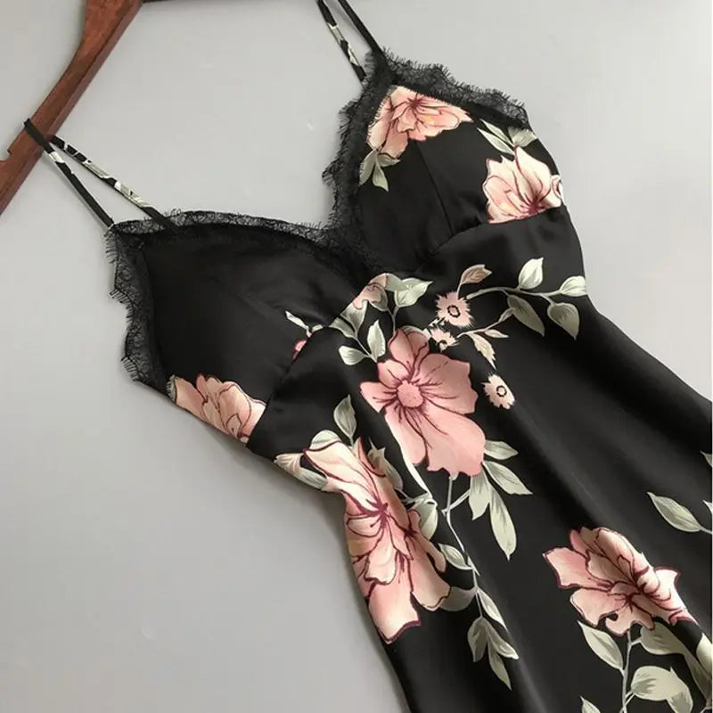 Robe Underwear women's night dress lace sleepwear Silk Satin 