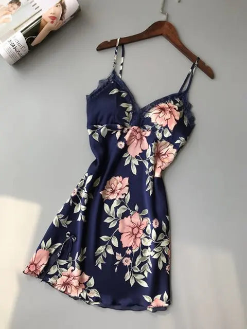 Robe Underwear women's night dress lace sleepwear Silk Satin 