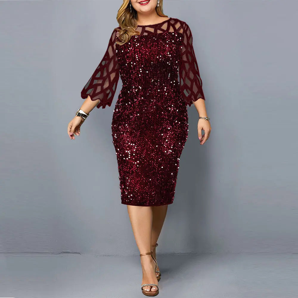 Party Dresses Sequin Plus Size Women's Sexy Night Club Dress 