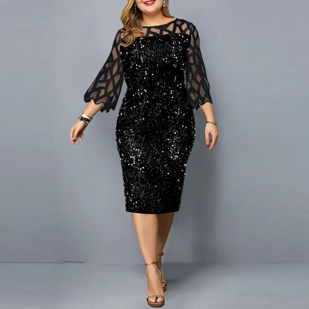 Party Dresses Sequin Plus Size Women's Sexy Night Club Dress 